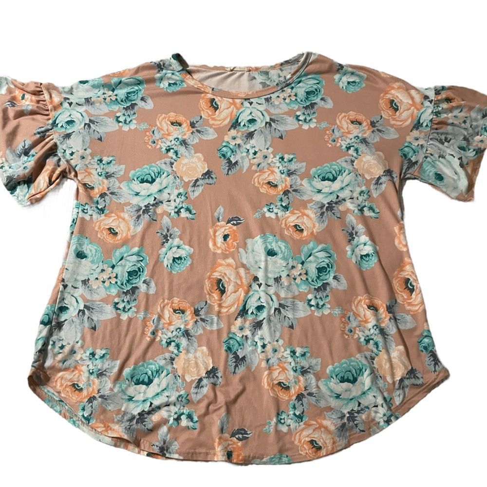 Women’s Reborn J Dusty Pink Floral Blouse Size XL